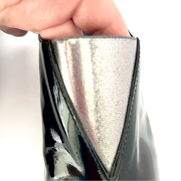 Acne Studios Loafer Shoe Flats Black Patent Leather Silver Metallic Gore Size 38 - Picture 9 of 13